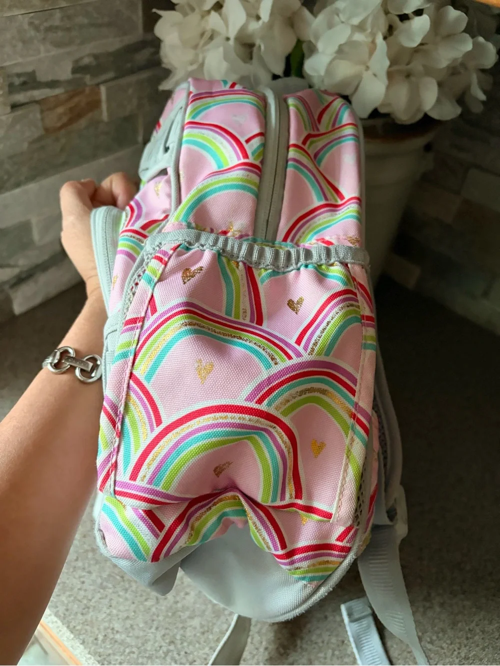Pottery Barn Kids Kids Rainbow Print Backpack - Pink/Gray(Small)